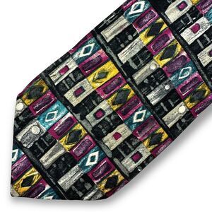 Lazo Made in‎ Italy abstract print silk tie